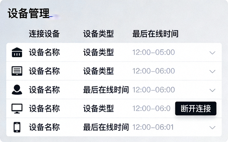 Telegram设置中设备管理页面的截图，展示已连接的设备列表